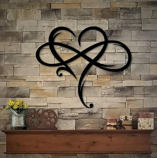 40*35 cm - Veggdekor Infinity Hjerte Metall Veggkunst, Jernkunstdekor