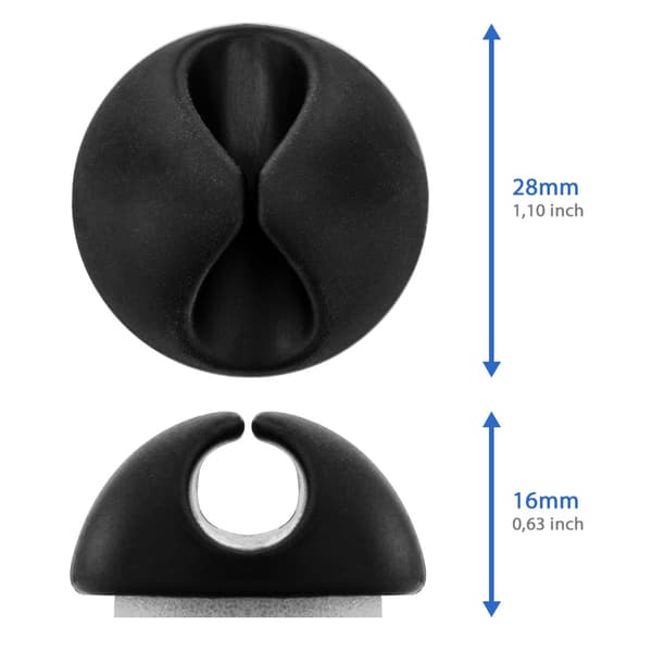 10 stk. kabelclips ledningsholder kabelstyringsorganisator til kabler op til 8 mm sort