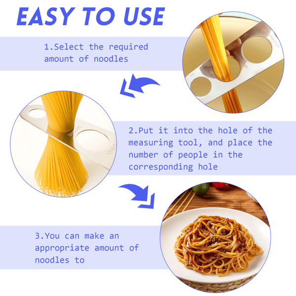 Hull i rustfritt stål spaghetti måler, spaghetti måler linjal, rustfritt stål spaghetti mål, pasta måleverktøy, spaghetti måling