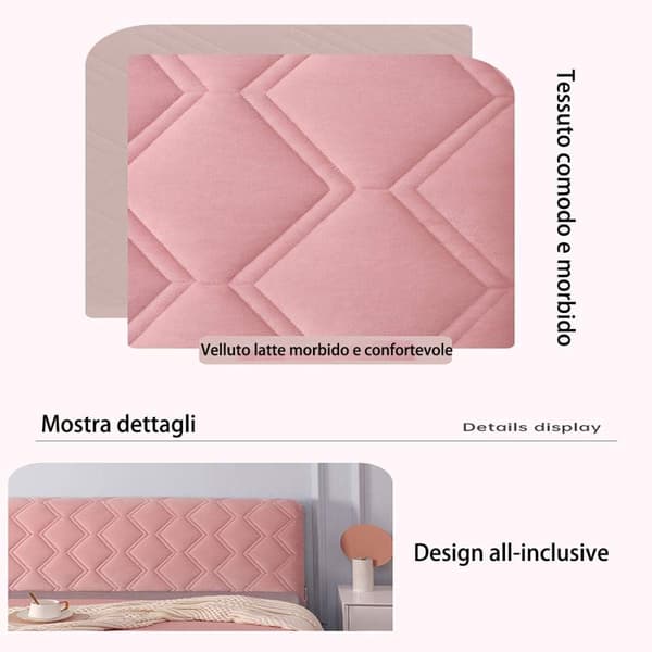 Beige 160cm Sammet Dubbelsänggavel Gavelöverdrag för Dubbelsäng