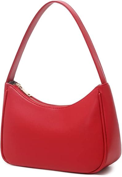 PU-läderväska för damer, mini crossbody-väska med dragkedja, röd