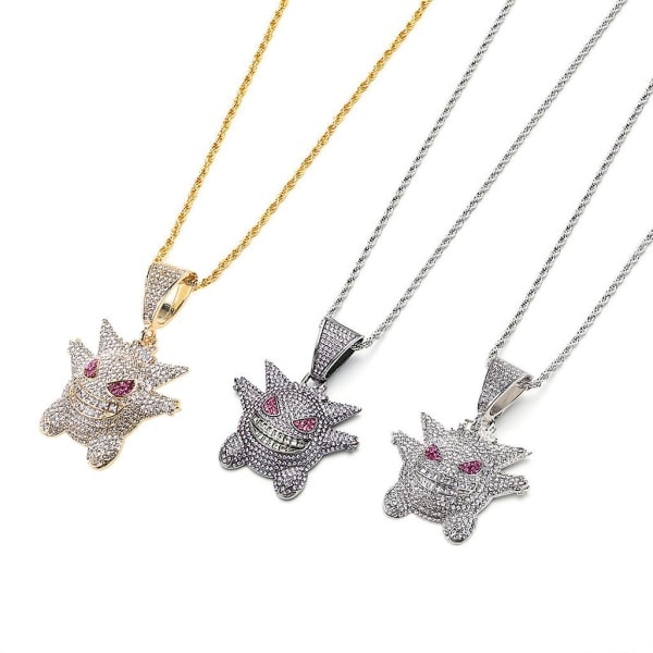 Smykker Menn Rock Punk Islagt Skinnende Cz Diamant Maske Gengar Vampyr Oks Henger Halskjede