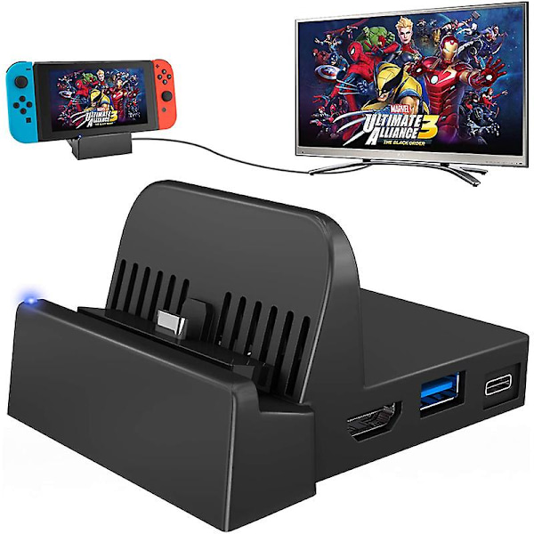 Bærbar Mini Switch TV Docking Station Opladningsstander Erstatning for Switch Dock Sæt, Kompakt Swi
