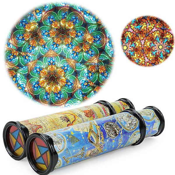 2 Maagisen pyörivän kaleidoskoopin setti, klassinen kaleidoskooppi, paras syntymäpäivälahja lapsille ja aikuisille