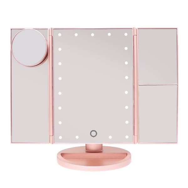 LED Trifold Hollywood Sminkespeil - Rosegull