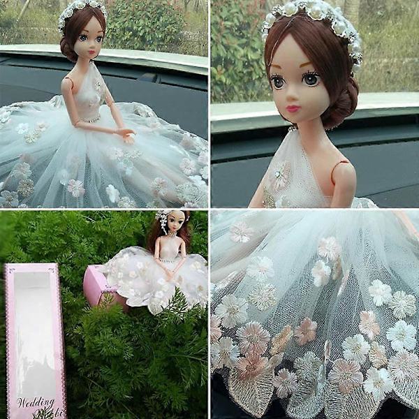 Rörlig Ledad Prinsessa Docka 30cm Spets Bröllopsklänning Set Barnleksak Flickor Present