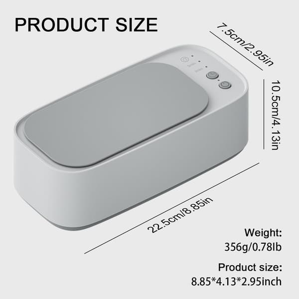 Ultralydsrenser 45000 Hz Bærbar Sonic Smykker Briller Timer Grå