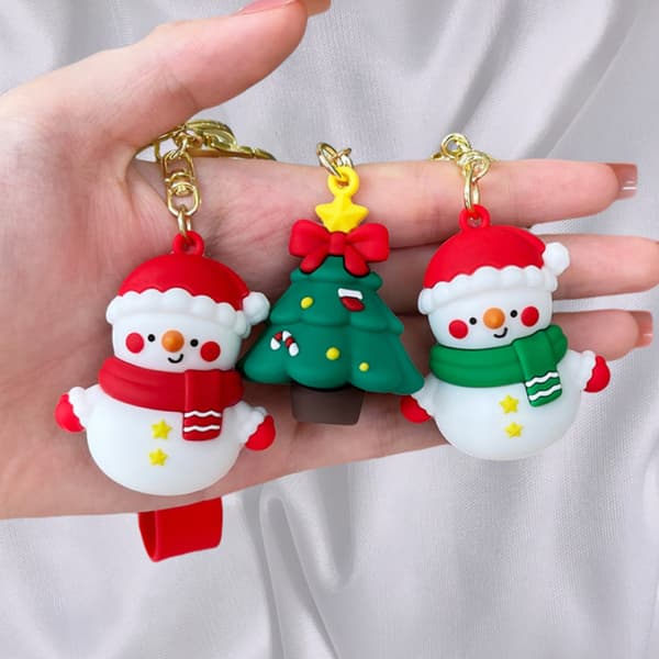 Star Shaped Christmas Tree Keychain 2 Pack, Cute Cartoon Christmas Keychain Gift, Santa Silicone Wristband Keychain E