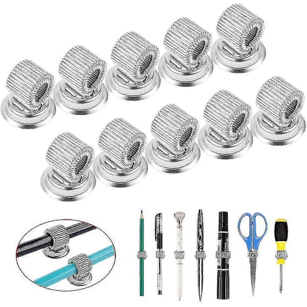 Magnetisk Penholder 10 stk. Rustfrit Stål Penholder Clips med Justerbart Fjederbeslag fi (FMY)