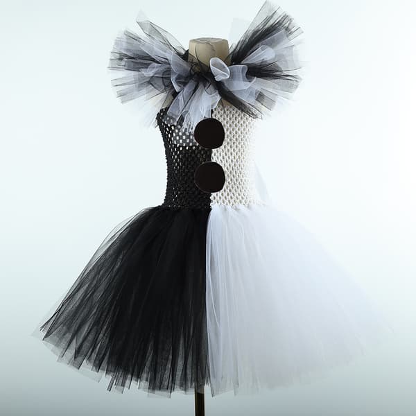 Halloween klovne-tutu-nederdel i sort og hvid til piger 8-9 years old (125-140cm)