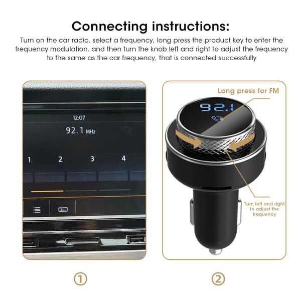 Bil MP3 Bluetooth Musikafspiller Bærbar Auto FM Transmitter QC3.0 Bil Hurtigoplader