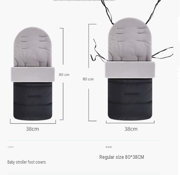 Babyvogn fotpose, vindtett vanntett varm sovepose for barnevogn Black Regular style