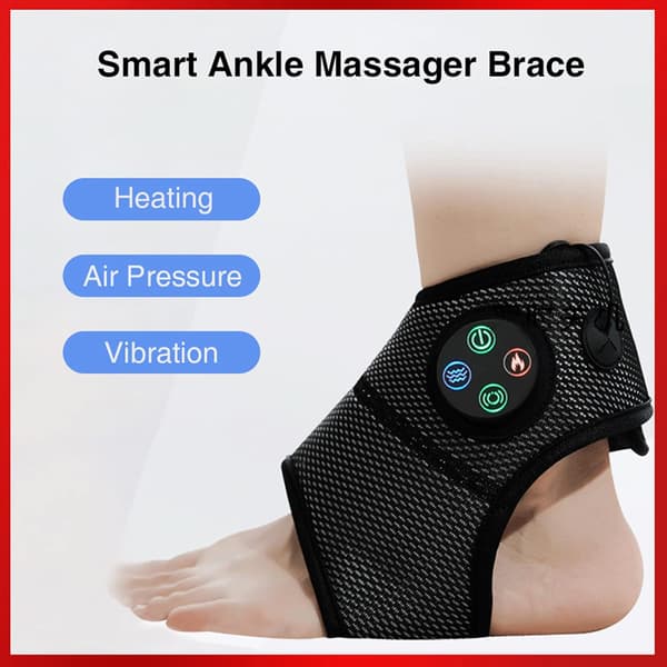 Elektrisk ankelmassager, varmende vibrationsfodankelmassager, kompressionsterapi, ledstrækmassage til genopretning af ledskader, smerter og