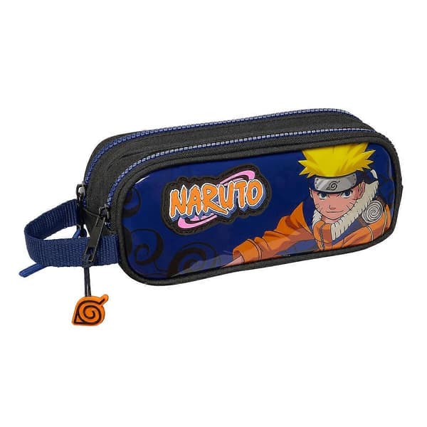 Dubbel Pennfodral Naruto Ninja Blå Svart 21 x 8 x 6 cm