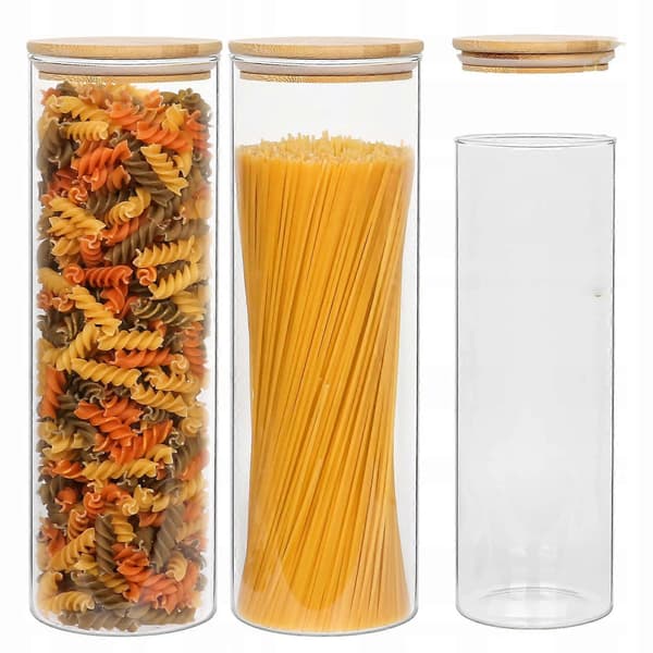 Glasbehållare för Spaghetti Pasta, Set med 3, 2000ml
