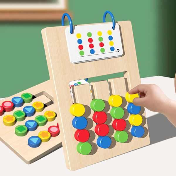 Fyrfärgs positioneringsspel träpussel för barn Double-sided