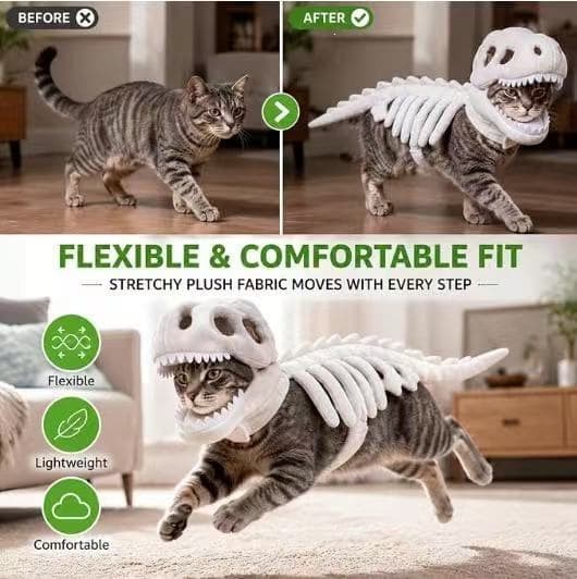 Dinosaur Skeletkostume til Kæledyr – Kreativt Halloween-outfit 25cm Glow