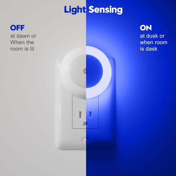 2-pakning LED nattlys med sensor for barnerom, automatisk fra skumring til daggry