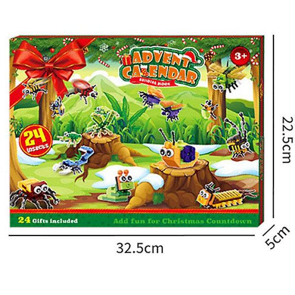 Adventskalender 2023 Dinosaur Barnleker 24 Dager Dyr Byggklosser Julegaver