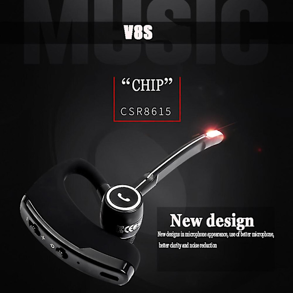 V8S BT Langattomat Kuulokkeet Business Headset Handsfree Puhelu BT Kuulokkeet Autoilu Urheilu Kuuloke Mikrofonilla Korvakoukku 1kpl