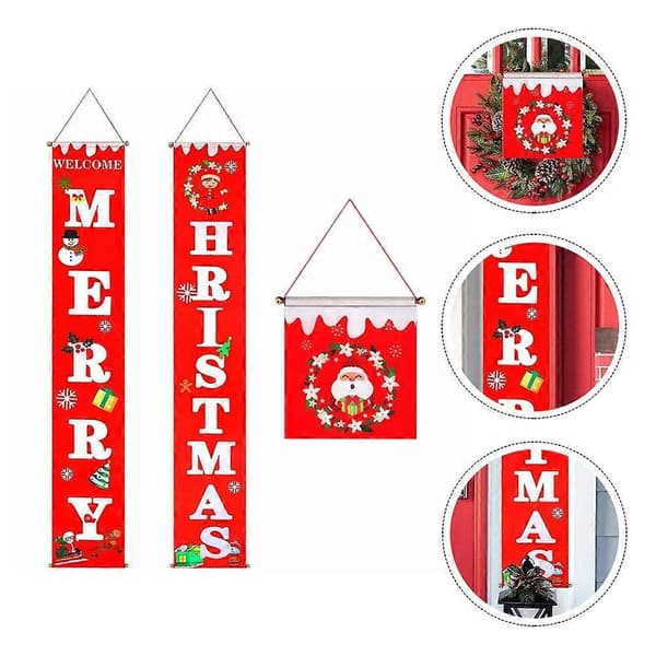 Set Julgardin Dörrhängande Flagga Dekor Dörr Par Ornament