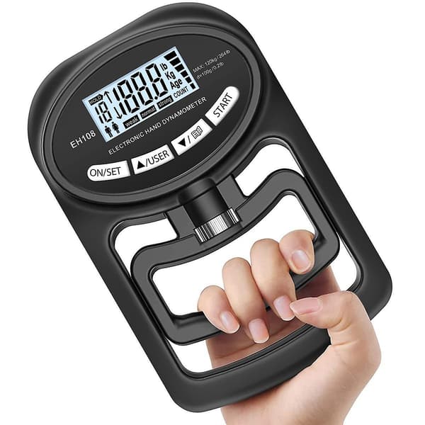 Hånddynamometer 120 kg - Elektronisk grebsstyrketester, Sort