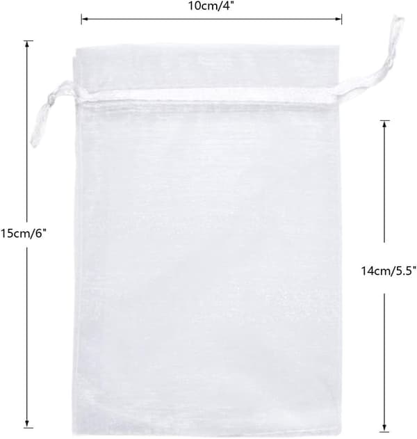 Organzapåsar 10x15 cm Vit 100 st Bröllopsgåva Godis Presentpåsar Smyckesförpackning