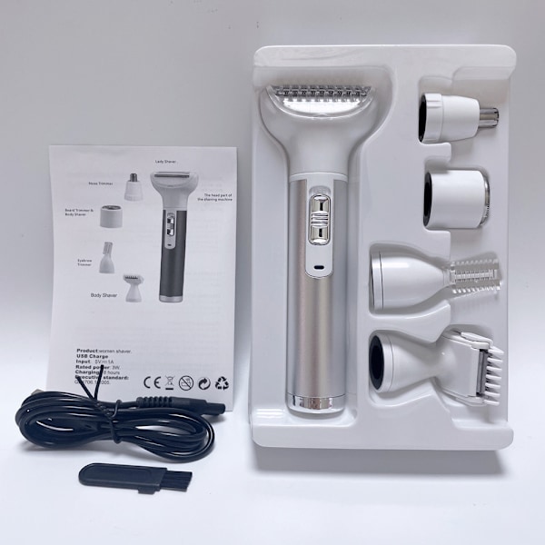 Ny 5 i 1 elektrisk hårfjerner til kvinder multifunktionel øjenbrynstrimmer mini hårfjerner næsehårstrimmer shaver Rose Red