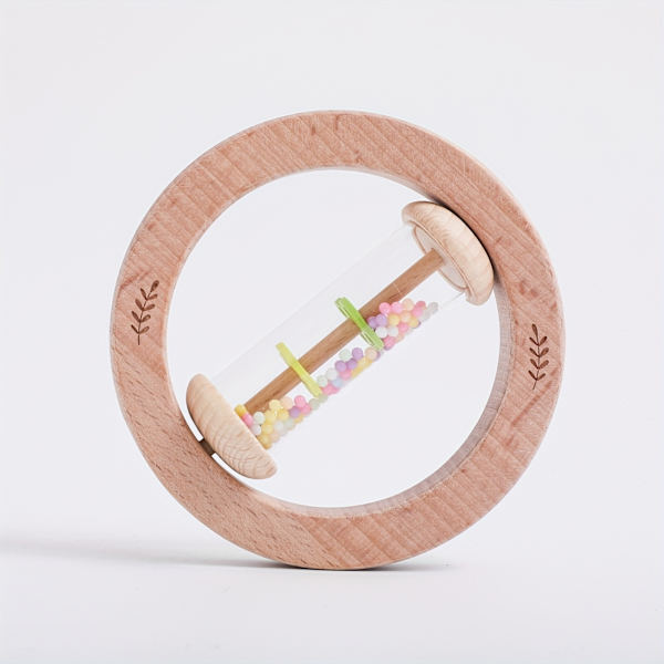 Regnlydrasleleke i tre - Sensorisk rangle for baby Toy