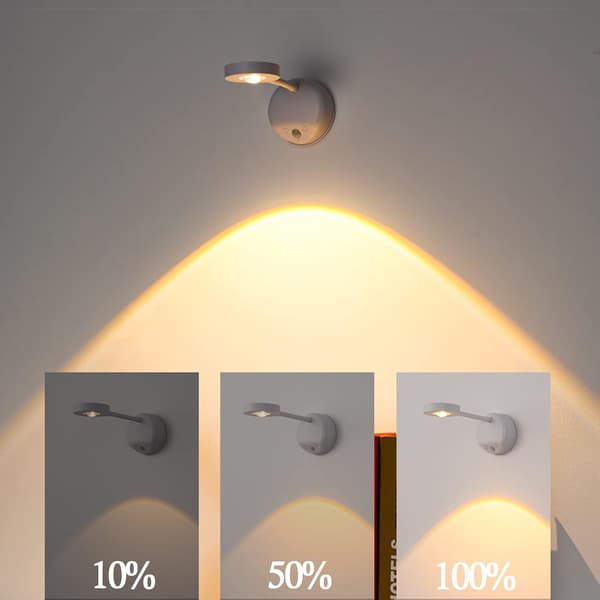 Trådløs bildebelysning batteridrevet bevegelsessensor kunstdisplaylampe med roterende rør Smart LED Ingen ledninger Hvit 3-pakning
