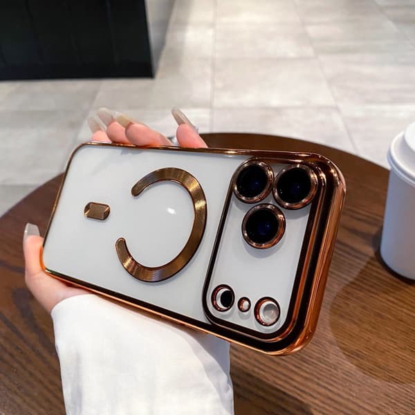 iPhone 17 Pro Max Deksel med Magnetisk Kamerabeskyttelse & Trådløs Lading, Støtsikkert Telefondeksel Desert Gold