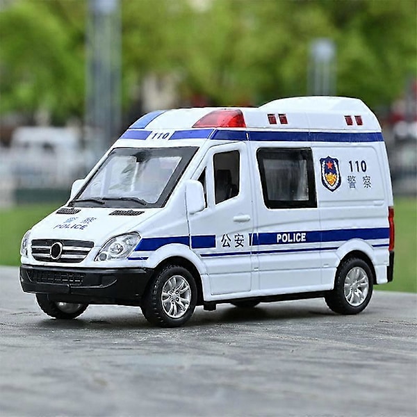 1:32 Simulaatio Ambulanssimalli Metalliseos Vedä Taakse Ääni ja Valo Painevalettu Auto Lelu Poliisi Erikoisajoneuvo Lasten Lelu Lahja
