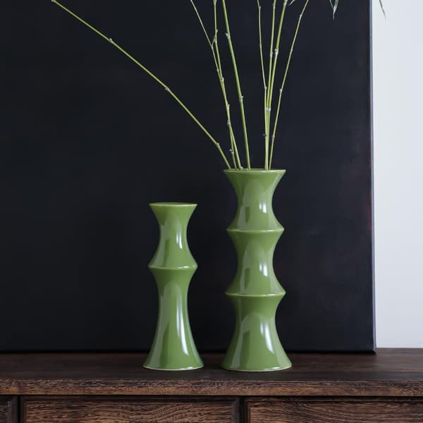 Grøn Moderne Dekorativ Keramisk Vase Minimalistisk Vase til Pampasgræs Boho Tørret Blomstervase til Indretning Stue Midtpunkter Kontor