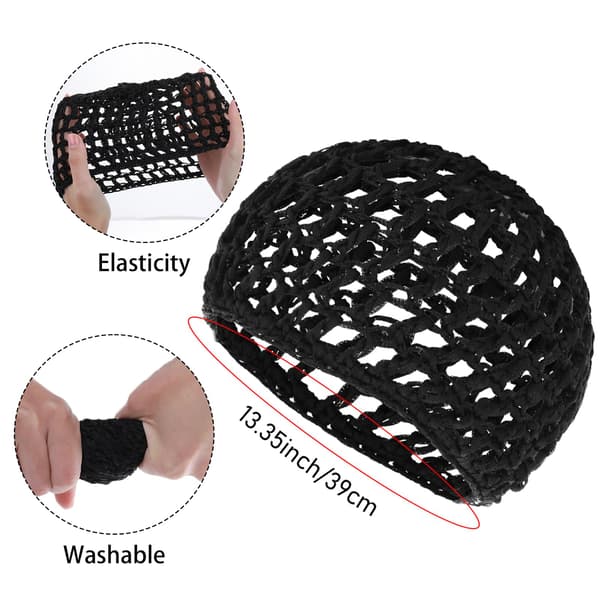 Mesh Hæklet Hårnet Wrap Hat til Kvinder med Sort Hår Mesh Hår Wraps til Sorte Kvinder Tyk Kort Rayon Strikket Snood Hat Kvinder Hårnet