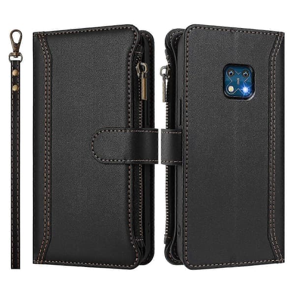 Magnetiskt Läderplånboksfodral med 9 Kortfack, Blixtlåsficka och Handrem för Säker Förvaring For Nokia XR20