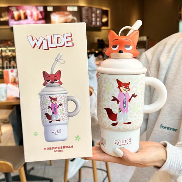 Zootopia Judy og Nick Isolert Vannflaske, Søt Termoskopp for Barn 650ml Nick 650ml