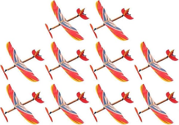 10 st Gummibandsdrivna Flygplan Modell Trä Flygplanssatser Kasta [YATOY]