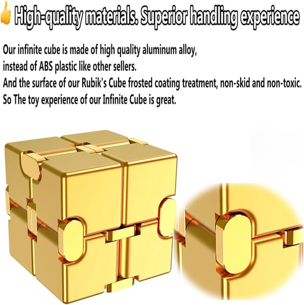 Metall Infinity Cube Anti Stress Aluminiumlegering Lett Spill Kontor Flip Cube Fidget Leke Barn Voksne