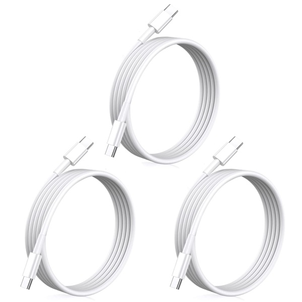 3-pack 2m USB-C kabel för laddning och dataöverföring iPhone 16, 15 iPad Mac Vit White 3-PACK 2M laddkabel
