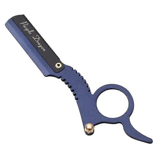 Vintage tommelfingerbarberkniv i rustfrit stål blue