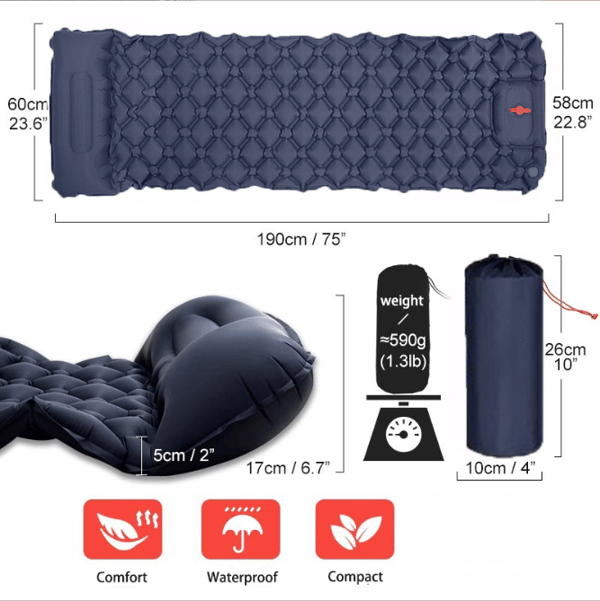 Self-Inflating Camping Mattress: Thick Lightweight Single Camping Mattress Inflatable and Connectable Double Camping Mat and Compact Inflatable Spring Rain Green