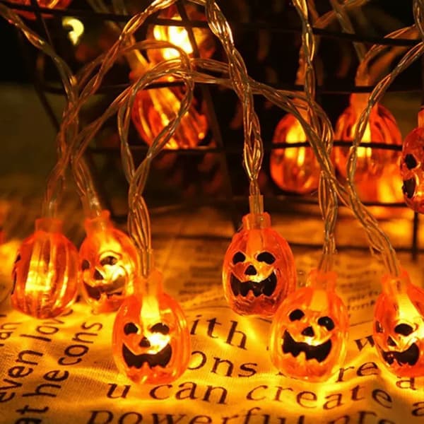 Halloween LED lyskæde, græskar spøgelse flagermus, batteri USB sol, IP65 vandtæt Little Ghost 40m battery (plus flash)