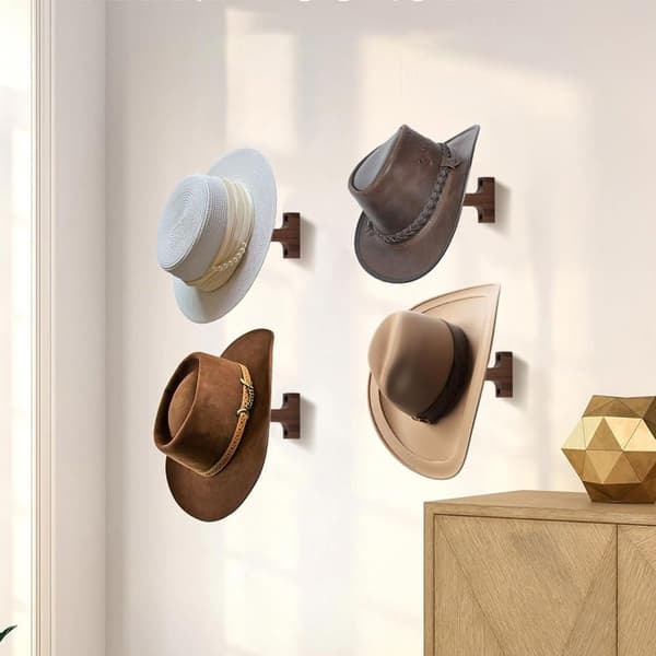 Vægmonteret træhattehylde til cowboyhatte, rustik western boligindretning