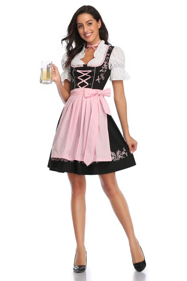 Baijerilainen perinteinen dirndl-mekko Oktoberfest-juhliin - Kansallispukujuhla-asu light blue L=38
