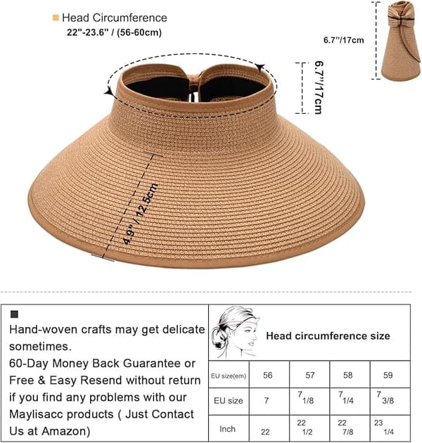 Foldbar Bredskygget Stråhat til Kvinder Sommer Off Shoulder Strand Solbeskyttelse Khaki