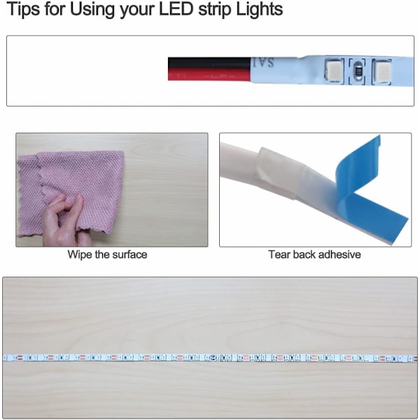 LED-stripe 12V, 1 cm bred, LED-stripe 3000K 5M varm hvit 2835