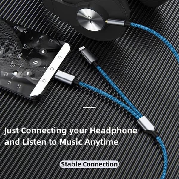 Punottu Nylon USB C & Lightning - 3,5 mm:n Jack Audio Adapter Aux -kaapeli