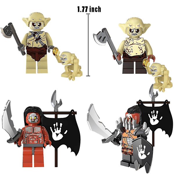 18 stk. Ringenes Herre Middelalder Riddere Minifigurer Leketøysett Antikk Militær Rustning Ork Soldater Byggeklosser [FW]