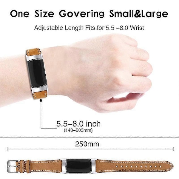 Premium ekte lær justerbar armbånd for Fitbit Charge 6/5 - Perfekt Espresso Espresso Fitbit Charge 6