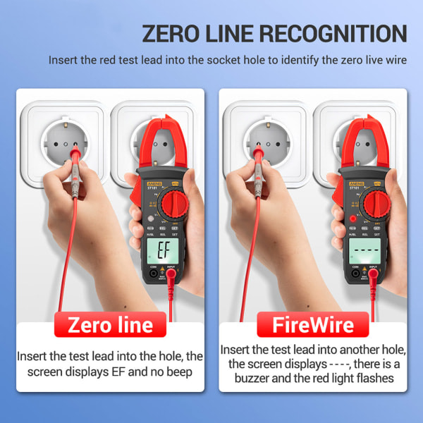 ST181 Digital Clamp Meter för DC/AC Ström 4000 Räknare Multimeter Amperemeter Spänningstestare Bil Amp Hz Kapacitans NCV Ohm